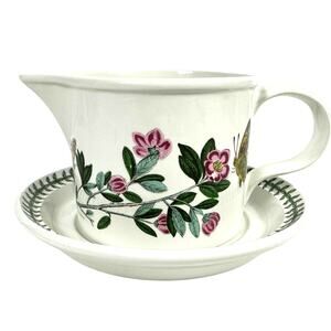 Portmeirion Botanic Garden 1972 Rhododendron Gravy Sauce Boat w/Underplate!